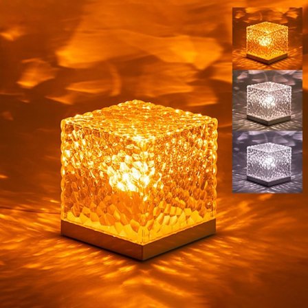 Bærbar Krystal Bordlampe, 3 Farveskiftende Natlys, Berøringslampe med USB-opladningsport, Natbordlampe, Sengelampe