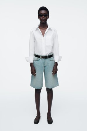 COS Damen Lange Jeansshorts - Blau