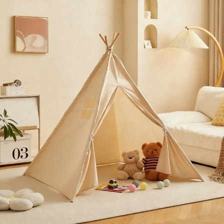 Kjegletelt for barn - Bærbart leketelt for barn innendørs og utendørs - 1,1 meter høyt (Khaki)