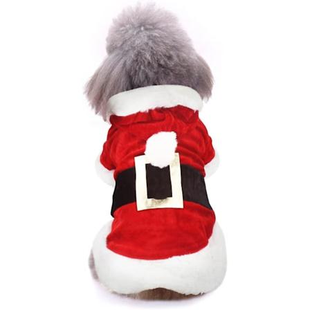 Santa Hundekostume Julehunde Tøj Vinter Hoodie Frakke Til Hundetøj Chihuahua Yorkshire Puddel (L)