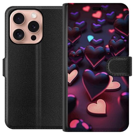 Kompatibel Tegnebogsetui til Apple Apple iPhone 16 Pro Midnatshjerter