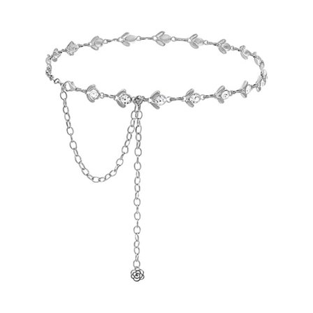 Metallkedja Bälte Tunt Skinny Midjeband SILVER