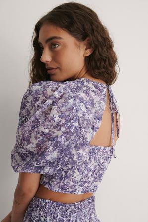Handpicked x NA-KD Haut Court À Manches Bouffantes - Blouses - Flower - EU 40