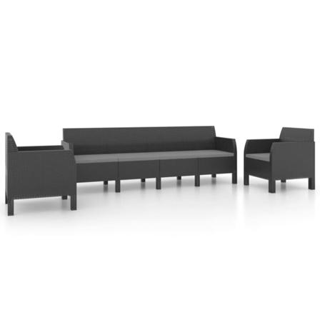 Vidaxl Loungegrupp För Trädgården 3 Delar M. Dynor Pp-rotting An Antracit