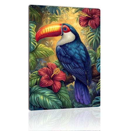 Tropisk Tukan Metalskilt Levende Regnskovsfuglekunst Vintage Metalskilt Plade Til Eksotisk Boligindretning