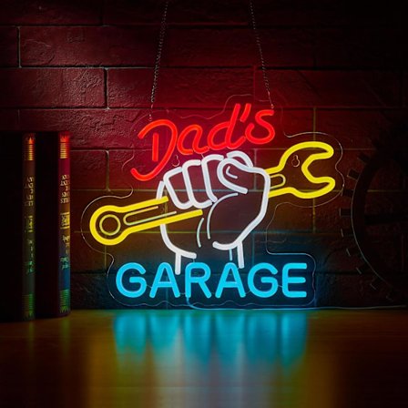 Dad's Garage Neonskilt til Vægdekoration Garage LED Bilskilte til Autoværksted Mandehule Værksted Dekoration til Fars Gave