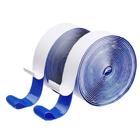 Selvklebende borrelås, ekstra sterke dobbeltsidige selvklebende remser, spikerfrie bildeopphengsremser med supersterkt lim (blå, 5mx3cm)