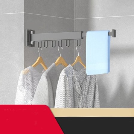 Sammenleggbar kleshengeren Sammenleggbar klesstativ GRÅ 1 STANG Grå