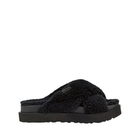Ugg, Fuzz Sugar Cross Slides Czarny, Kobieta, Rozmiar: 40 EU