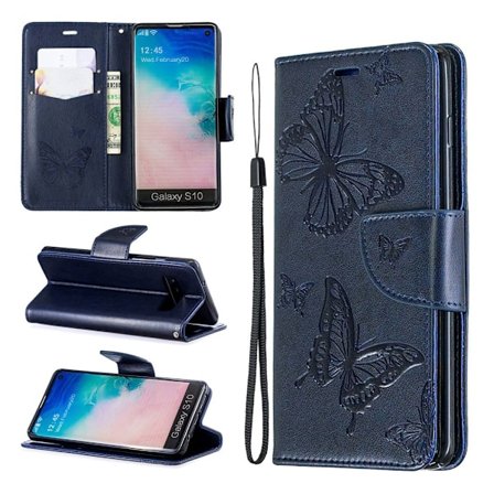 Butterfly Samsung Galaxy S10 etui - Mørkeblå