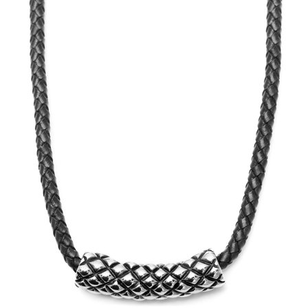 Collana con croci incise e cordino in pelle nera per uomini - Collane con Martello di Thor