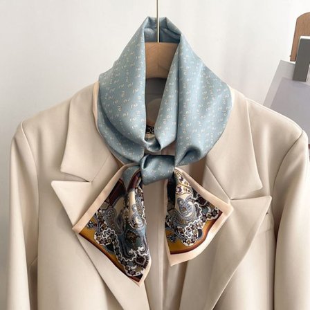 Silk Scarf Sjal Lång Smal Små Siden Scarves BLÅ