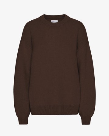 Oversized Merino Wool Crew - Coffee Brown - Female - S - Sustainable material - Ethical production