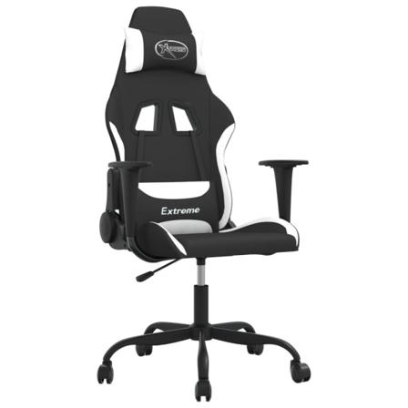 Vidaxl Gamingstol Med Massage Svart Och Vit Tyg Vit