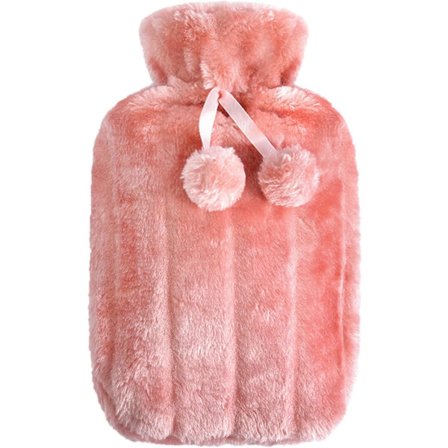 Varmtvannsflaske, 2L varmtvannsflaske med mykt, fluffy trekk