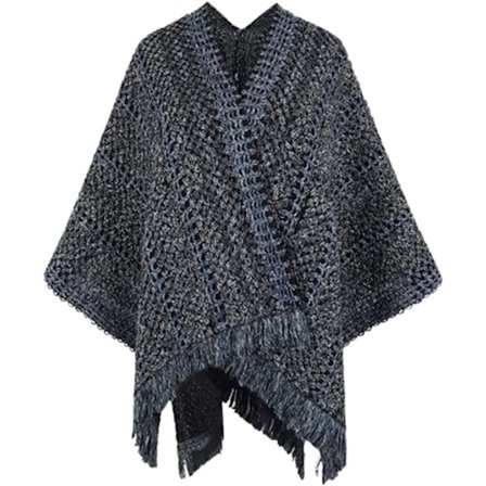 Dame Kappe Sjal Ekstra Stor Vinter Varm Cardigan Trykt Teppe Cardigan Kappe Strikket Kappe Frakk Dame Kappe(mørk grå)