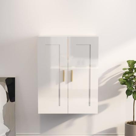 Vidaxl Väggskåp Vit Högglans 69,5x32,5x90 Cm Konstruerat Trä Vit