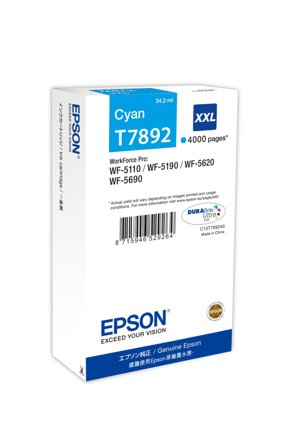 Epson T7892 - XXL-størrelse - cyan - original - blekkpatron