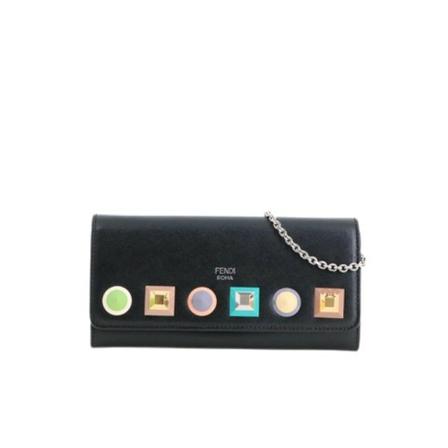 Fendi Vintage Pre-Owned Pung on Chain Cloated leather Sort, Dame Vintage Accessories, Størrelse: ONE Size