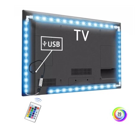 LED-TV-valopalkki, 6,56 jalkaa (noin 1,9 m) RGB-väriä vaihtava TV-taustavalo kaukosäätimellä, USB-virtalähde 32-65 tuuman televisioille
