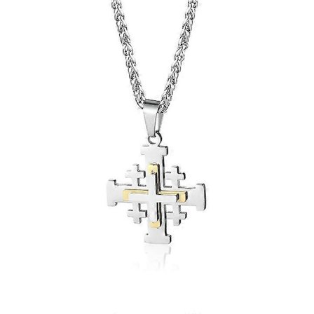 1 stk. middelalderlige religiøse smykker gave Jerusalem kors vedhæng halskæder til kvinder mænd rustfrit stål statement kæder colliers