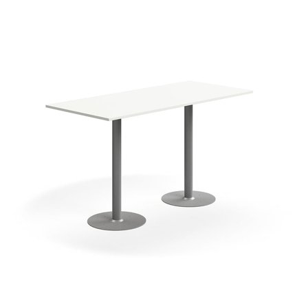 Ståbord ALVA, L1800 B800 H1000 mm, forankringsbart, høytrykkslaminat, sølv/hvit