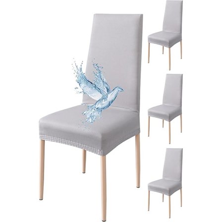 4-pakning vanntette stoltrekk (lys grå), spisestoltrekk