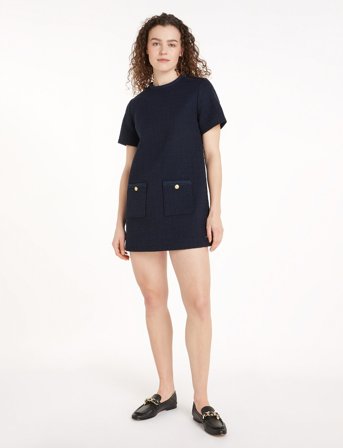 Tommy Hilfiger Tweed Short Shift Dress - Navy - 42
