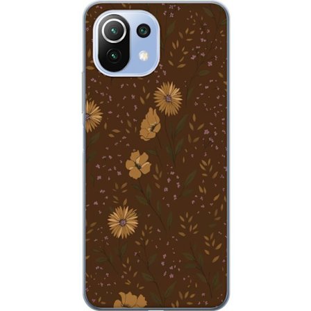 Kompatibelt Mobildeksel til Xiaomi Xiaomi 11 Lite 5G NE Brun blomster retro blomstermønster blomstrete design 70-tallets vintage-stil mønster bohems