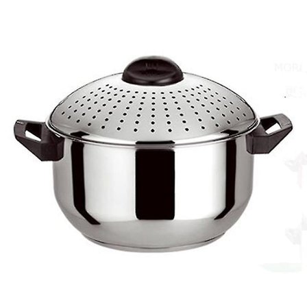 Nuddelpotte-strainer i rustfritt stål, lagerpotte for pasta, med lokk for kokekar, rustfritt stål, 16 cm