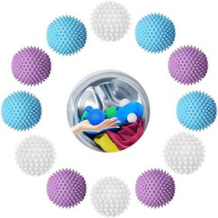 12 stk. vaskemaskinebolde, genanvendelige vaskemaskinebolde, antistatiske tørrebolde