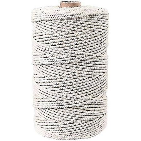 3mm X 109 Yard Bomull Makramé Rep Naturlig Bomullsrep Bomullsrep För Väggbonader, Växthängare, Hantverk, Stickning