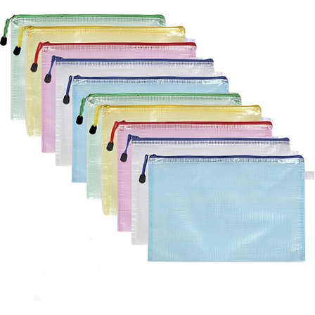 Plastfickar, Almi 10 st A4 Zip-plastfickor Låsbar Påse Nät Dokumentmapp Present
