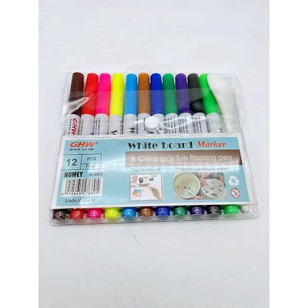 7 farger magisk vannmalingspenn, magisk flytende blekkpennesett for barn, viskelærbar whiteboard-markør med keramikskje