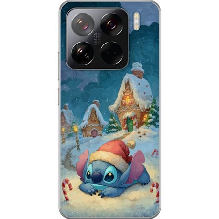 Yhteensopiva Puhelinkuori Xiaomi Xiaomi 15 Pro Stitch taljassa joulupukin hattu päässään lumipeitteisessä kylässä, unelmaisella talvityylillä