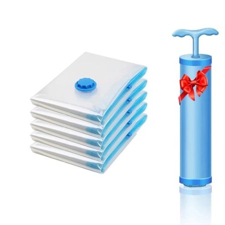 5 stykker Vakuum oppbevaring poser for sengetøy puter klær plass sparer ​Treise oppbevaring pose med håndpumpe 70*100