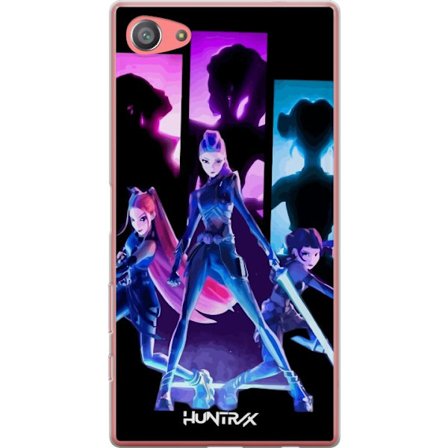 Yhteensopiva Puhelinkuori Sony Sony Xperia Z5 Compact Tulevaisuutta ennustava tyttöryhmän kuva, jossa on neonvaloja ja voimakkaita värejä sci-fi-e