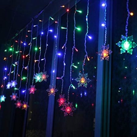 3,5 M/4M Snøfnugg Lysgardin, 16/19 LED-lamper, 8 Lysmoduser, Vindusdekorasjon, Jul, Bryllup, Fødselsdag, Hjem, Utendørs Farge 4 m_yux