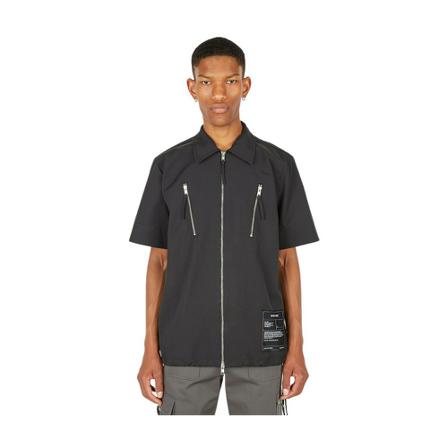 Helmut Lang, Logo Patch Zip Shirt Zwart, Heren, Maat:S