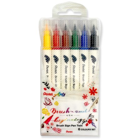 Brush Sign Pen Twin Pack of 6