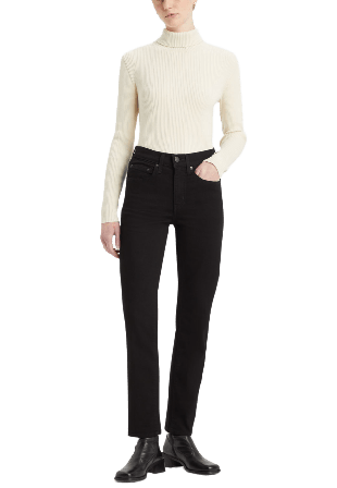 Levi's 724 High Rise Straight Jeans Dam Svart 26/32