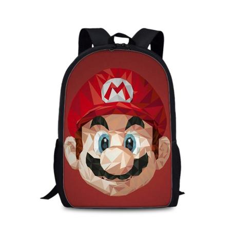 Tegneserie Ryggsekk Lett Vanntett Skoleveske Gave 17 Tommers Tegneserie Bærbar PC Ryggsekk (Mario)