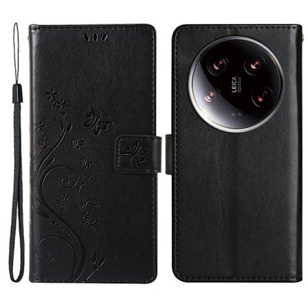 Läderfodral Fjärilar Xiaomi 14 Ultra Svart