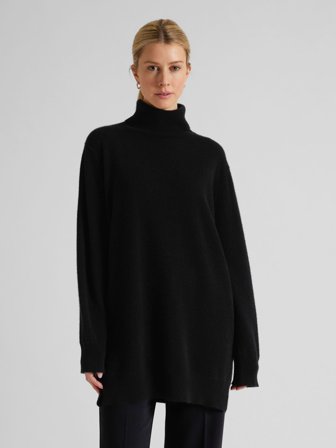 Kashmina - Kashmirgenser "Dagny polo" - Sort - Size XL