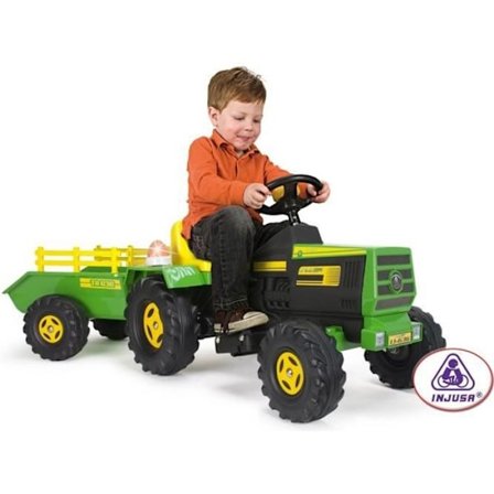 INJUSA Basic 6V elektrisk traktor för pojkar från 1 år - Fotpedal, Trailer, Ljus och ljud