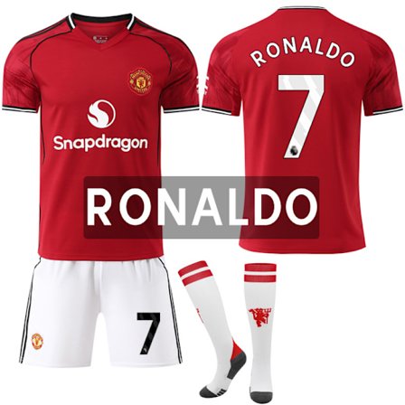 25-26 Manchester United F.C. Hjemme NO.7 RONALDO Sæt Børn Voksen Fodboldudstyr med Sokker