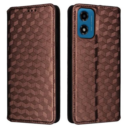 SKALO Motorola Moto G04 Kohokuvioitu PU Nahka Lompakkokotelo - Ruskea