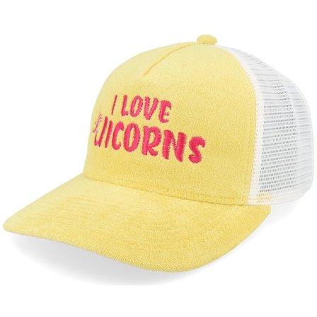 Unicorns - Yellow trucker Czapka Z Daszkiem - I Love Unicorns Terry Yellow A-frame Trucker @ Hatstore