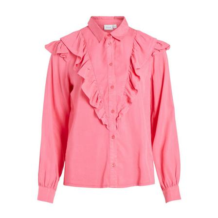 Vila Vilisti Flounce Shirt/Su , Roze , Dames , Maat: XS