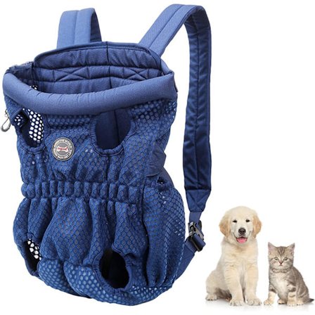 Stor bärkapacitet (inom 10 kg) Husdjursbärväska, Justerbar bekväm husdjursryggsäck (Blå)